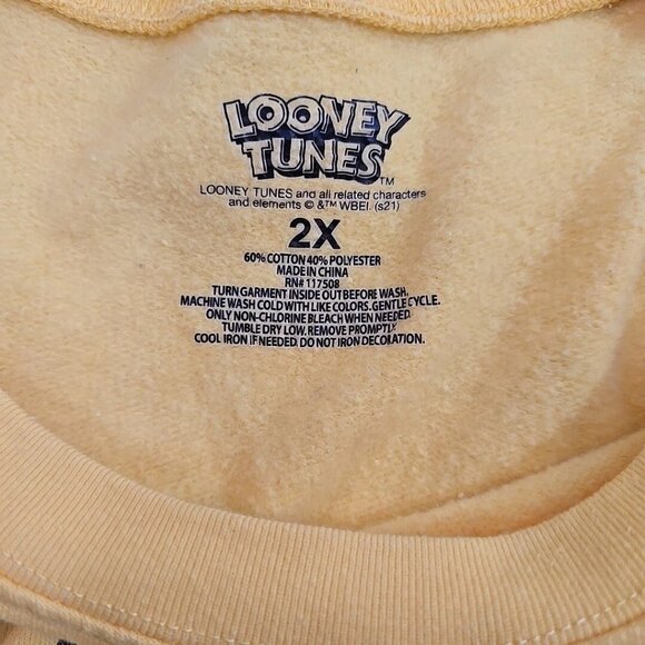 Vintage Looney Tunes Yellow Tweety Bird & Sylvester Sweatshirt Size 2X - Picture 7 of 7
